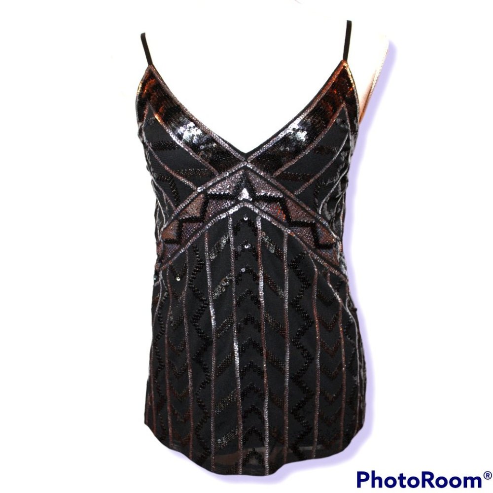 Express Sequin Tank Black/Silver - XS - NWT!